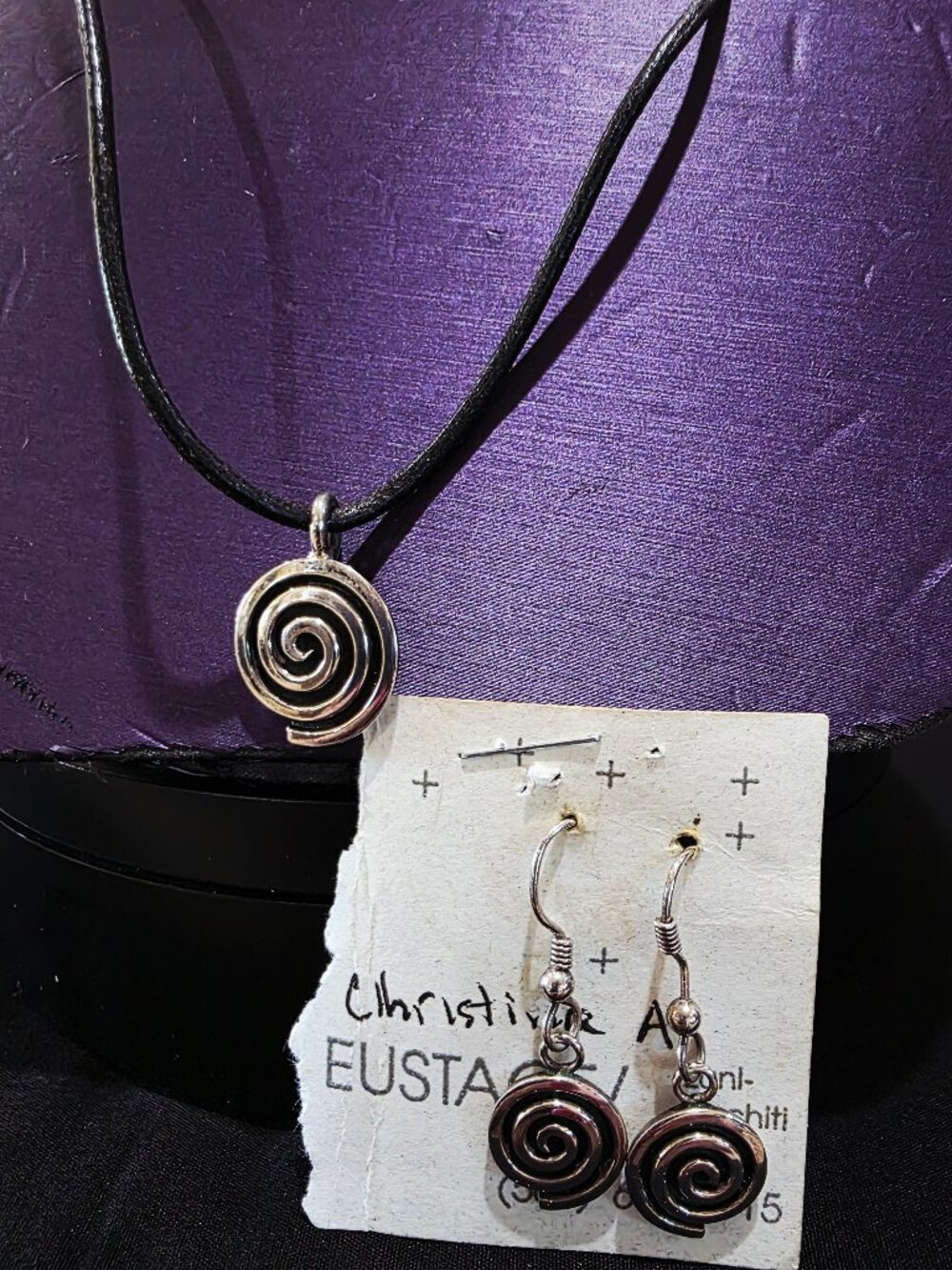 Christina A Eustace CAE Zuni Cochiti Sterling Silver 925 Spiral Necklace Earring